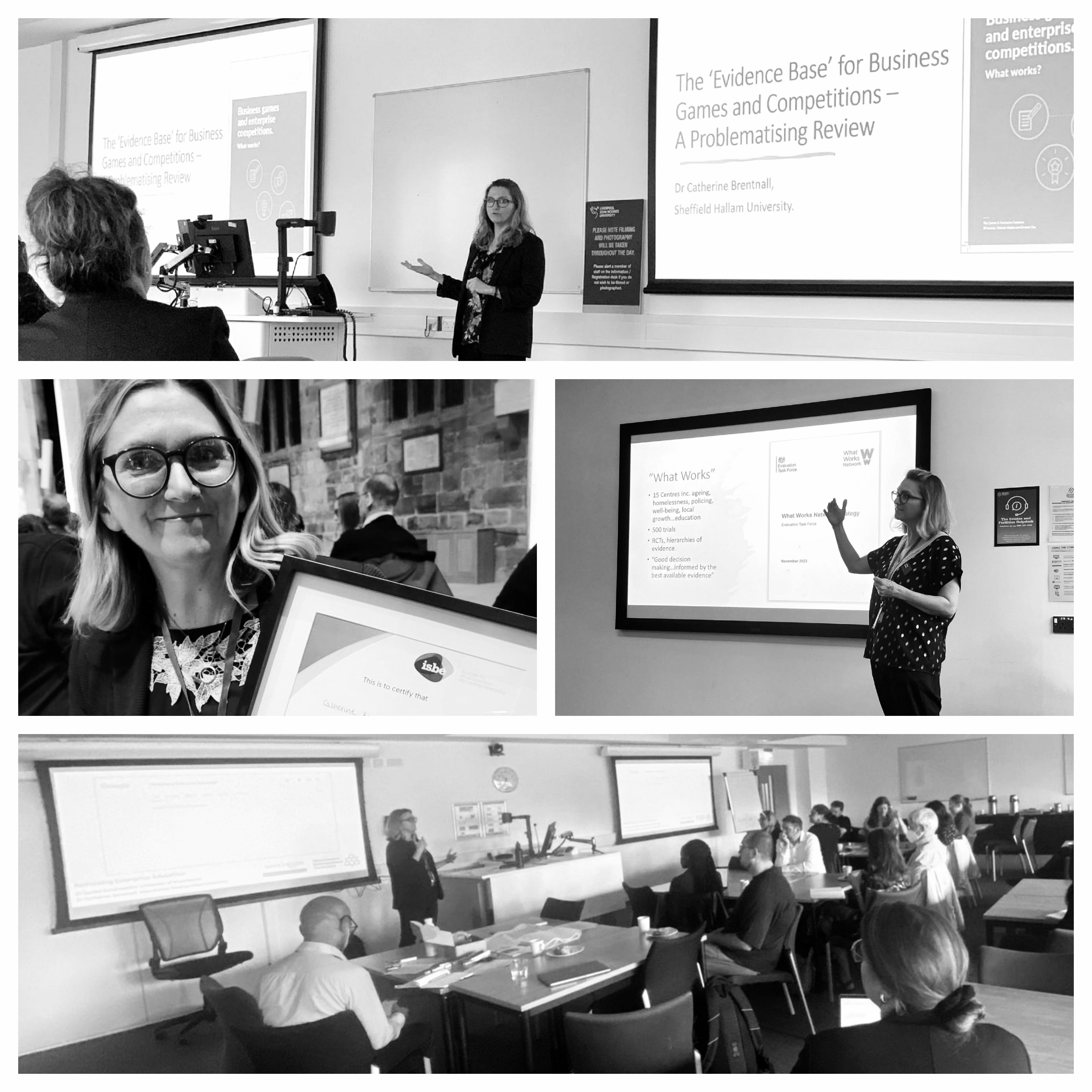 Collage of Catherine presenting